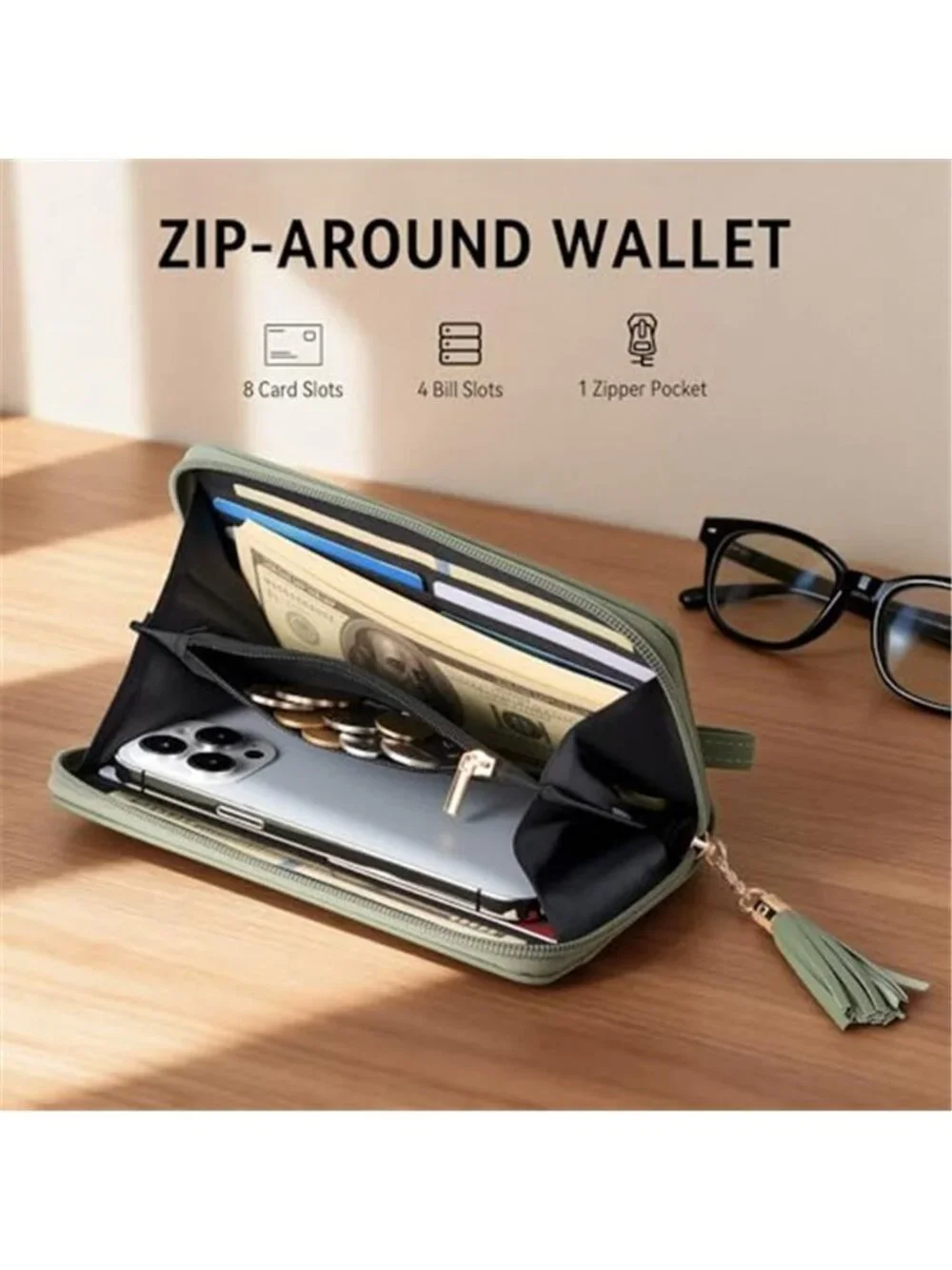 Womens Wallet Tassel Bifold Ladies Clutch Wristlet